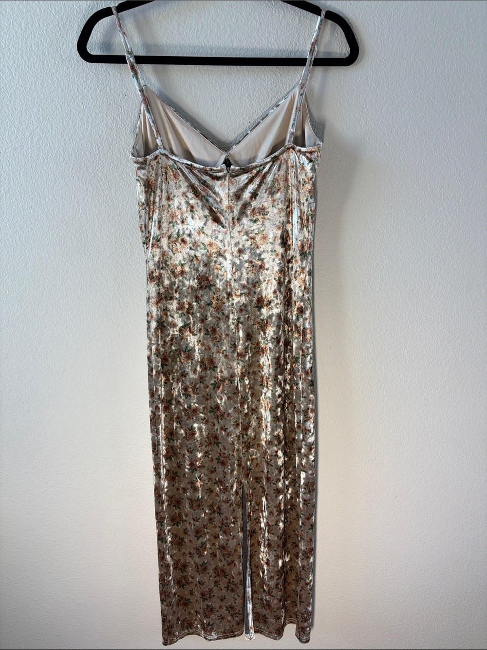 Emory Park Velvet Floral Slip Dress in Brown, Cream and Green - Picture 9 of 12